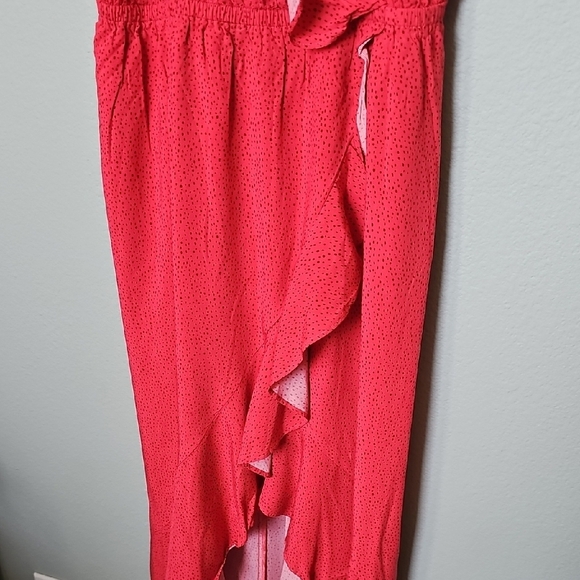 Express Flutter Sleeve Red Polka Dot High Low Ruffle Feminine Summer Dress XL - Picture 3 of 13